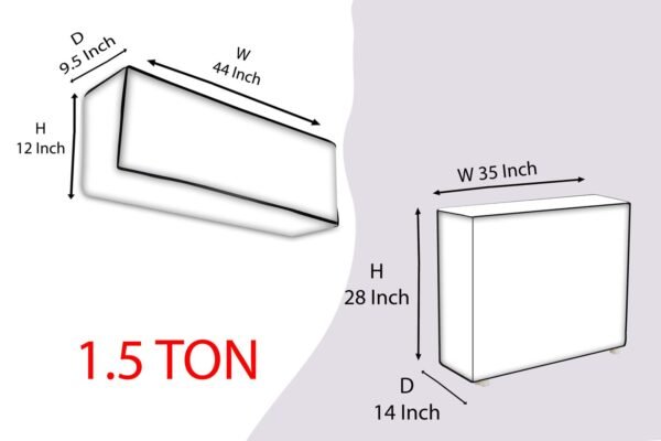 Premium Waterproof AC Cover Set for 1.5 Ton Units For Indoor & Outdoor Protection Suitable for all Brands - Image 3