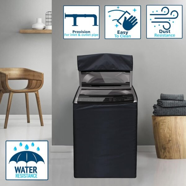 Top Load Washing Machine Cover Waterproof & Dust-Proof Compatible for All Brand 6 kg Washing Machine Color Grey - Image 2