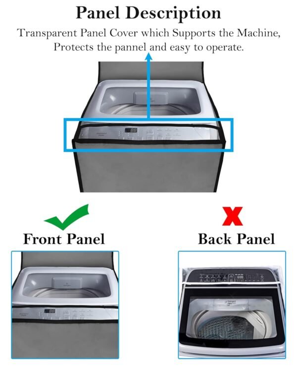 Top Load Washing Machine Cover Waterproof & Dust-Proof compatible for All Brand 8 kg Washing Machine Color Grey - Image 2