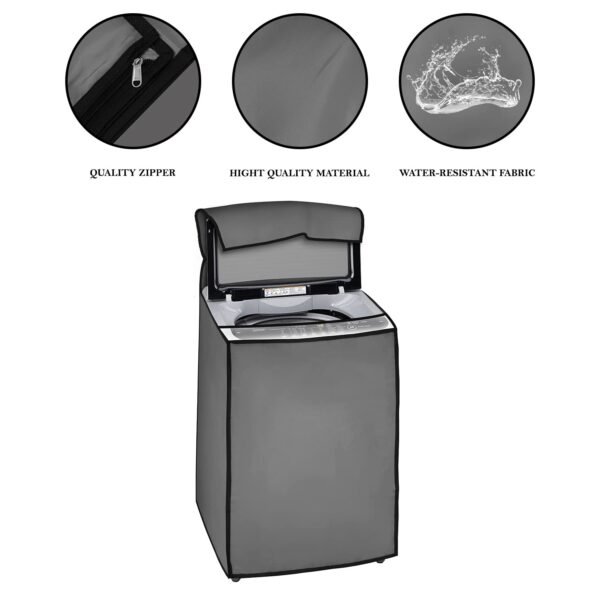 Top Load Washing Machine Cover 8kg Waterproof Fit for All Brands Gray - Image 3